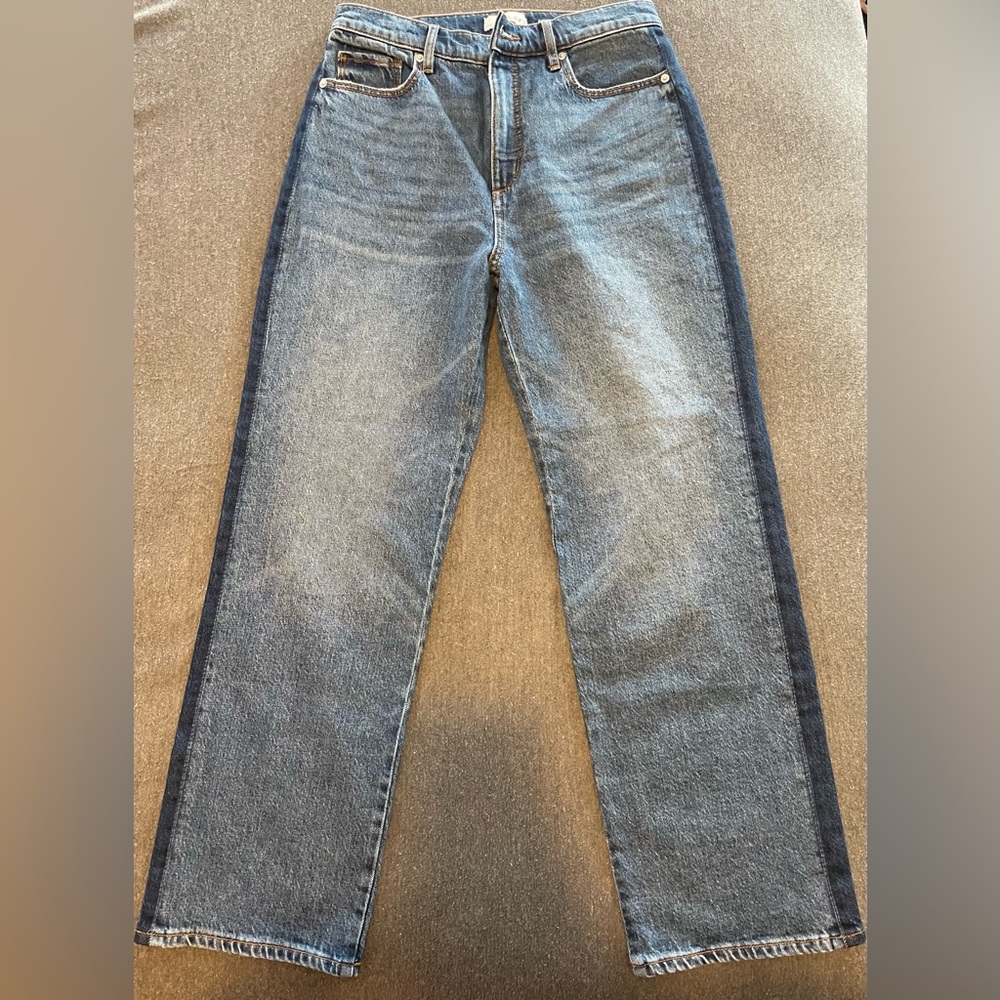Two Tone Straight Leg Jeans LOFT